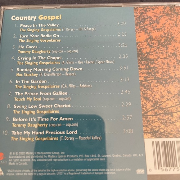 2 Country Gospel CD - Amazing Grace and Peace in the Valley
Buy 2 Get 1 Free - Picture 6 of 6